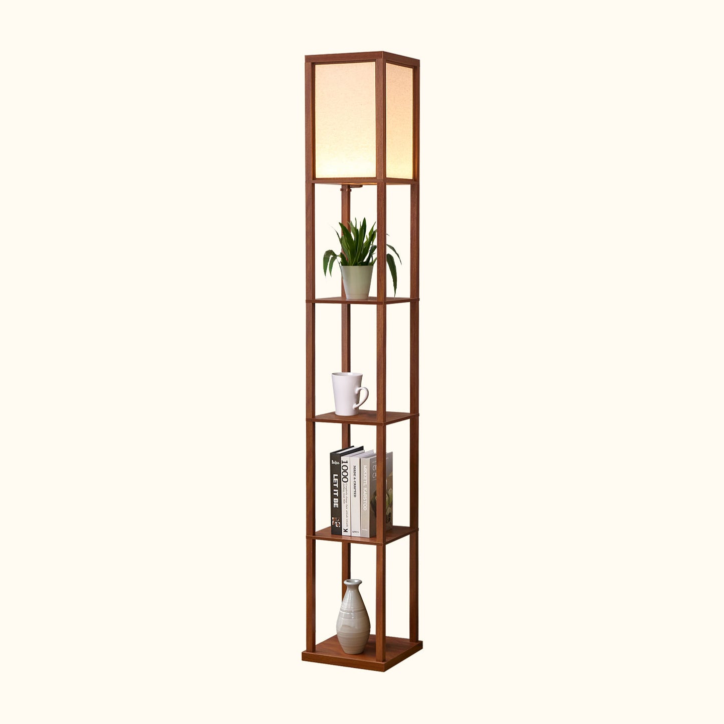 Alvin Floor Lamp With Shelves with Dimmable Integrated LED Lighting