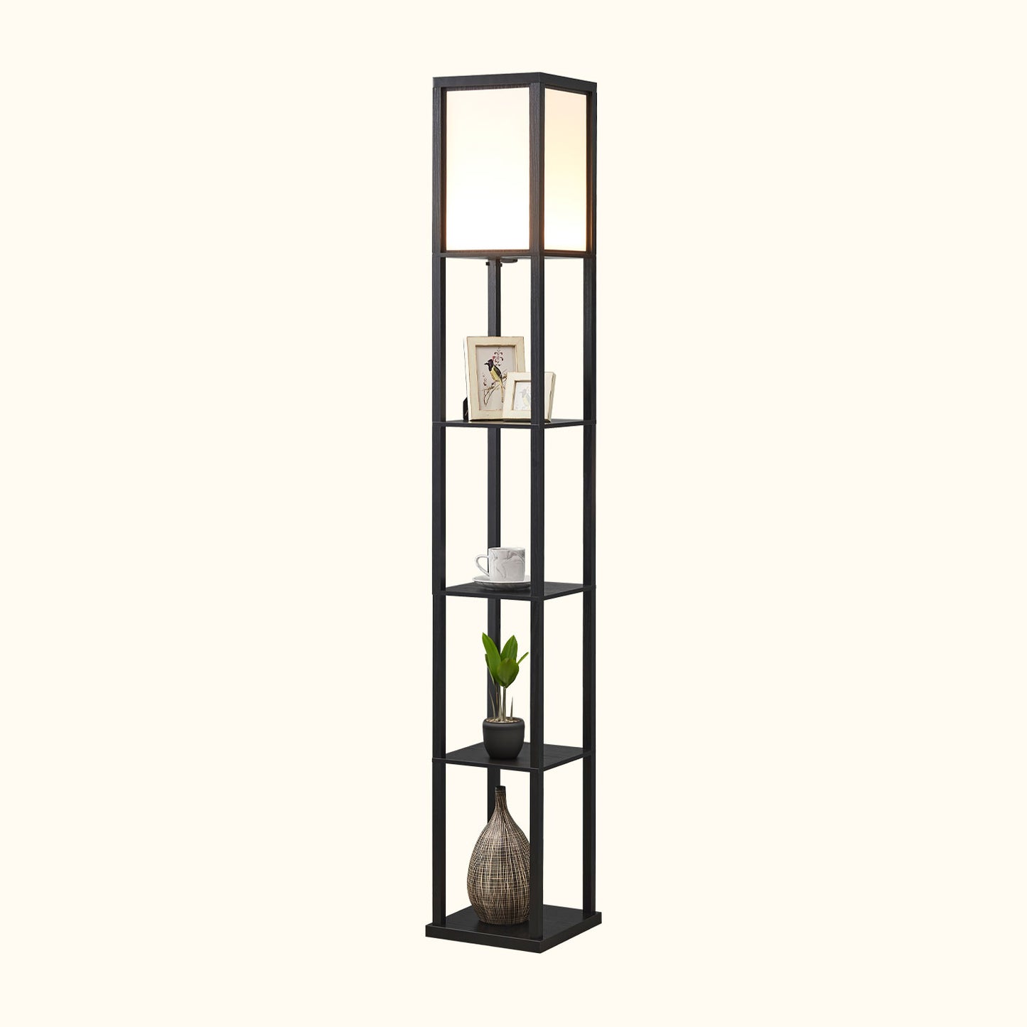 Alvin Floor Lamp With Shelves with Dimmable Integrated LED Lighting