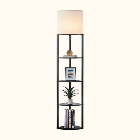 Alvis Edge 72 Inch Corner Floor Lamp with Shelves