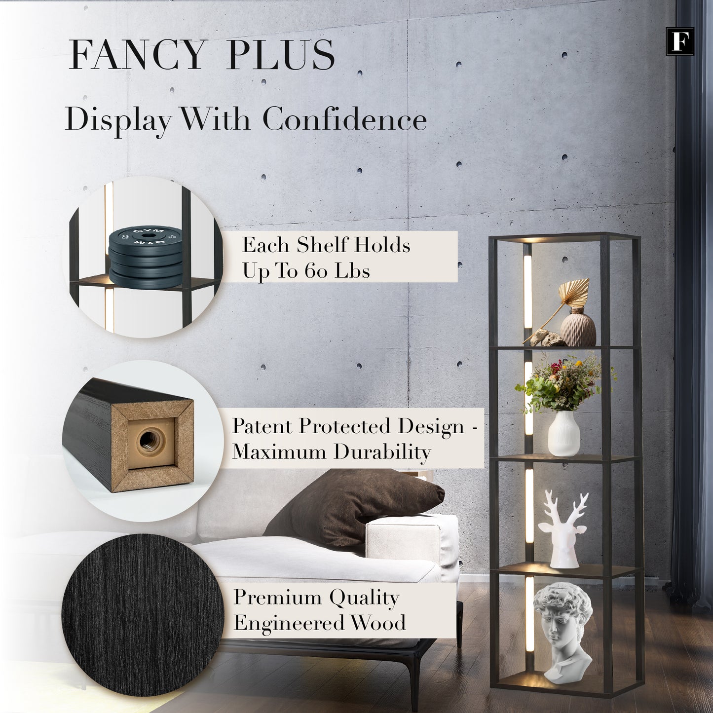 FENLO Fancy Plus Wide Display Shelves With Integrated LED Lighting
