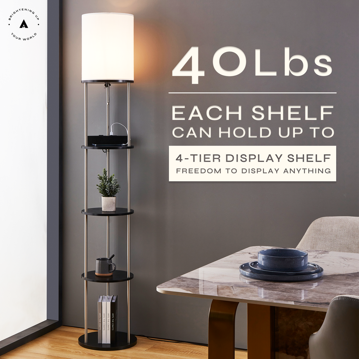 Aria Plus - 72" Floor Lamp with Charging Station