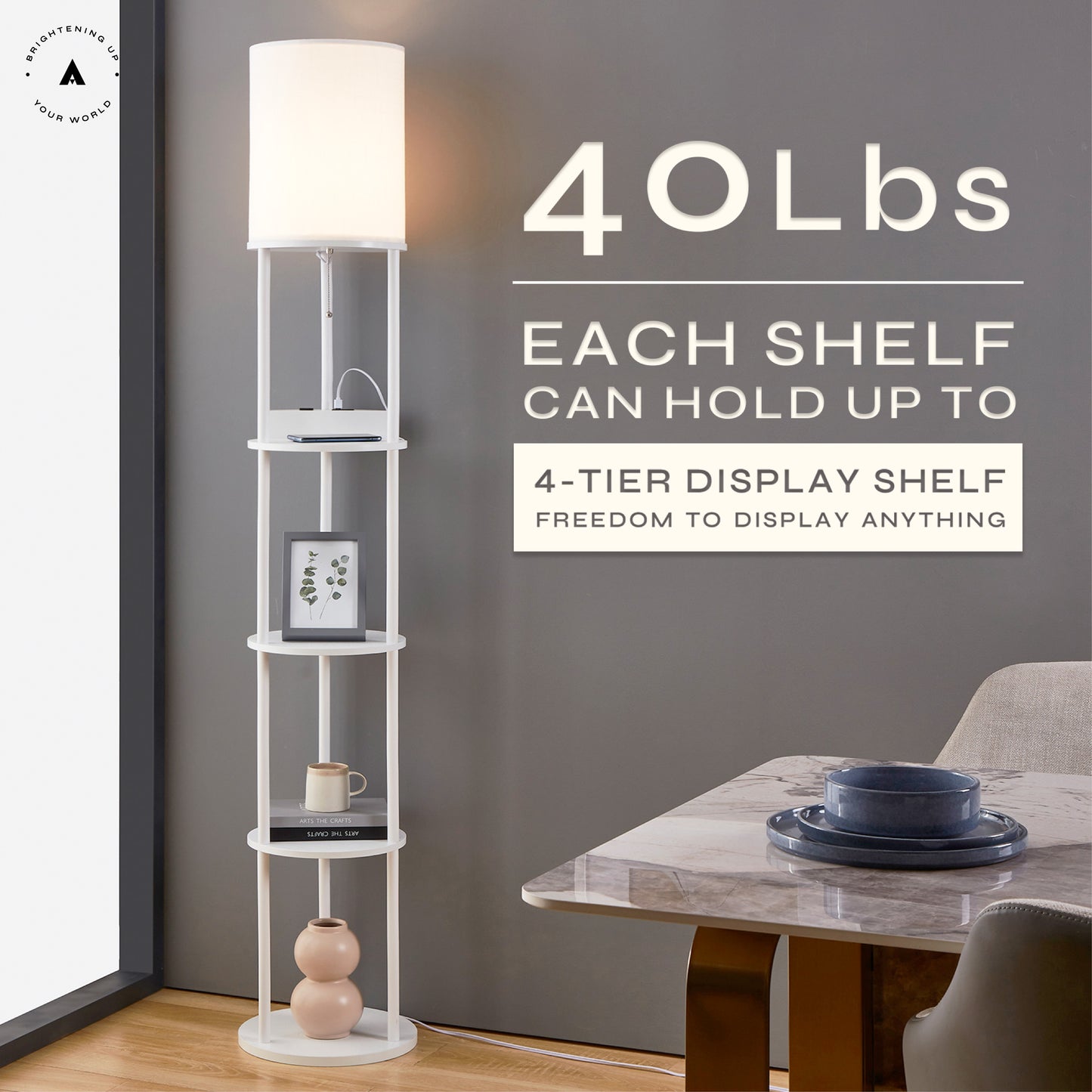 Aria Plus - 72" Floor Lamp with Charging Station
