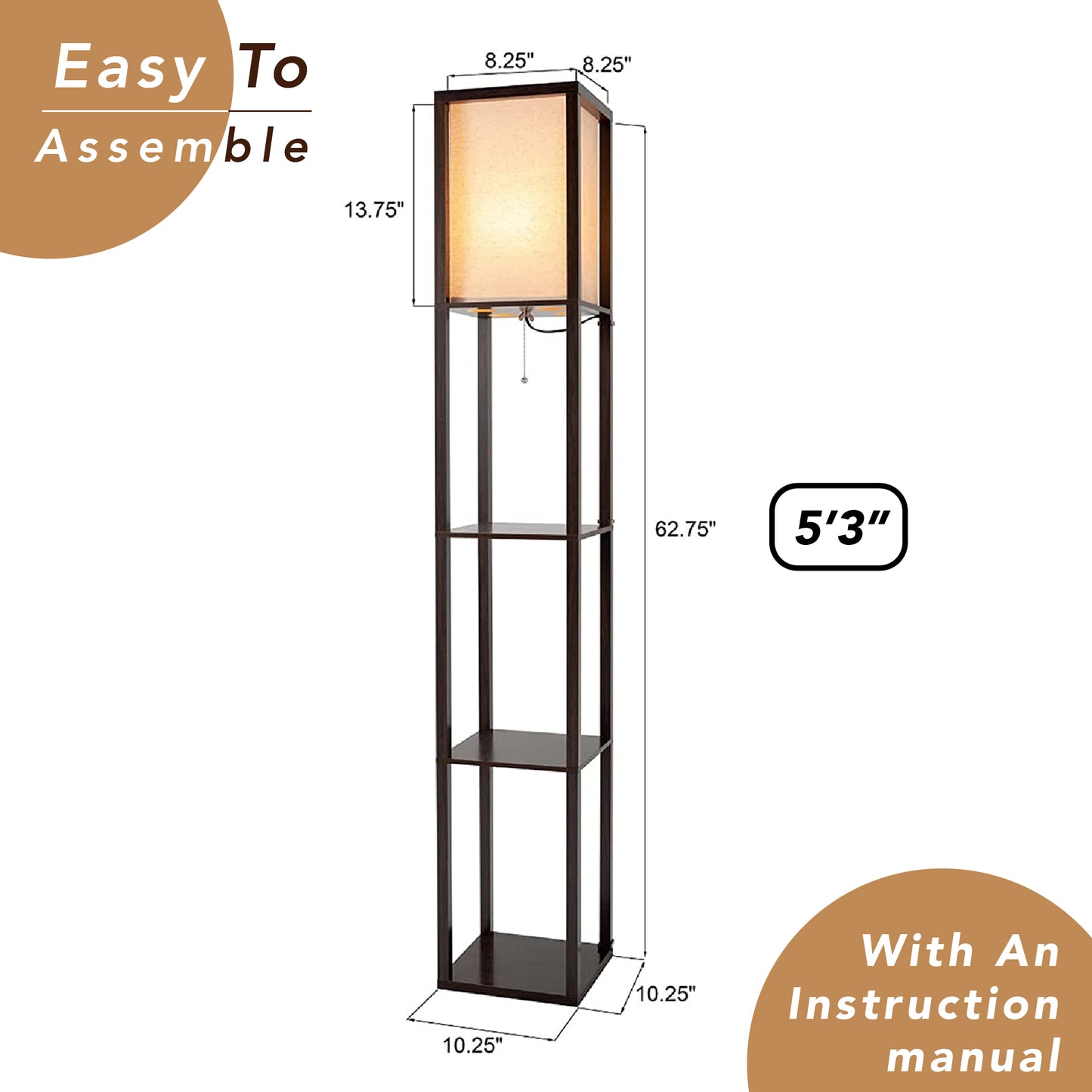 Avery 63" LED Floor Lamp with Display Shelves