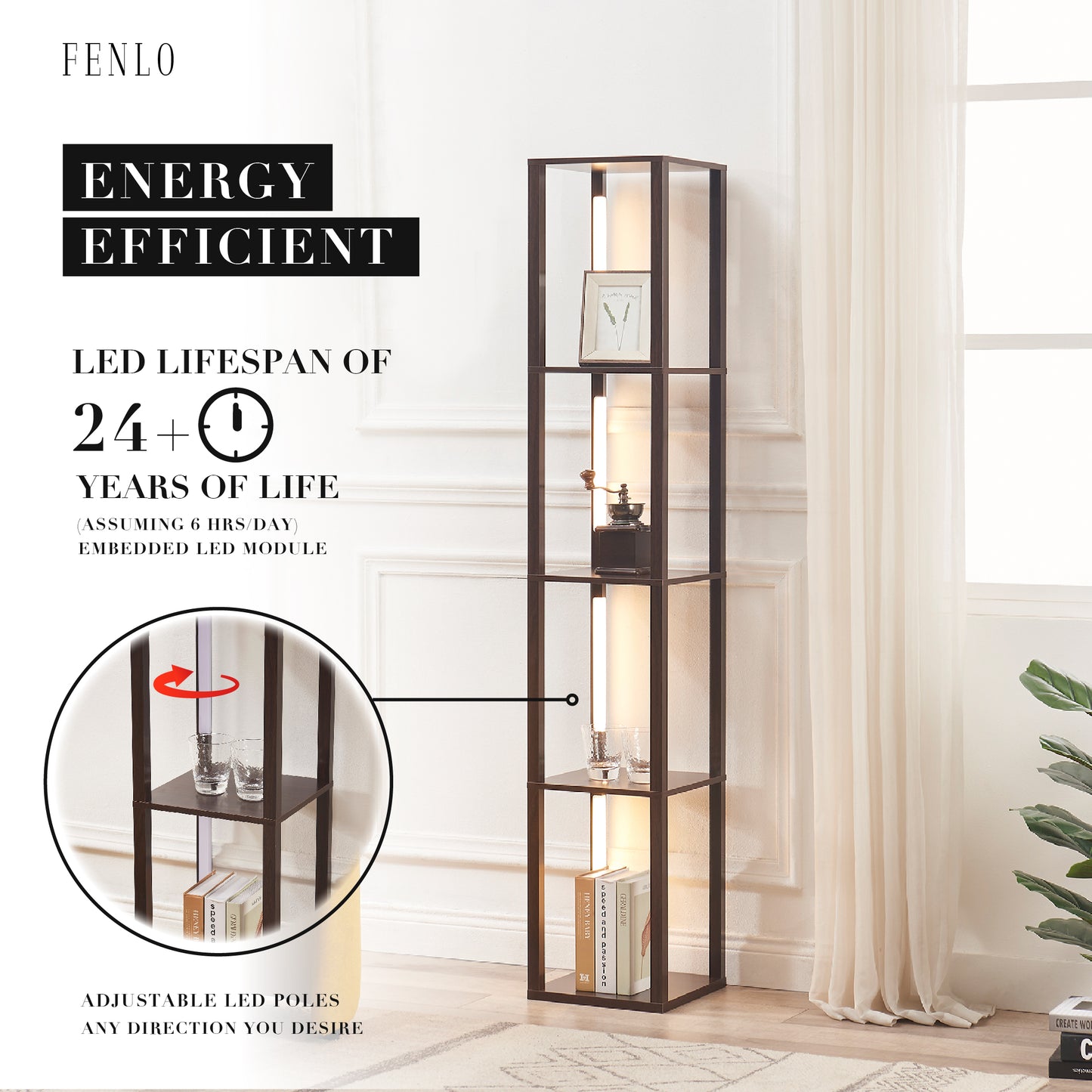 FENLO Fancy 3-in-1 Dimmable Luxury Display Shelf with Integrated LED